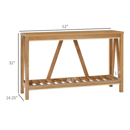 HOMCOM Farmhouse Console Table with Storage Shelf