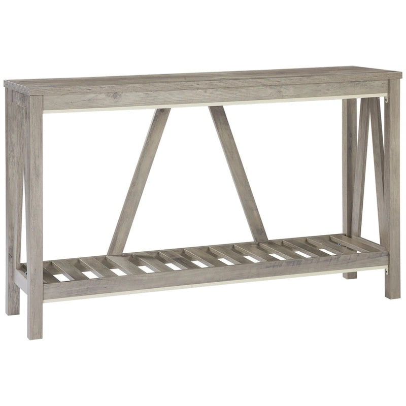 HOMCOM Farmhouse Console Table with Storage Shelf