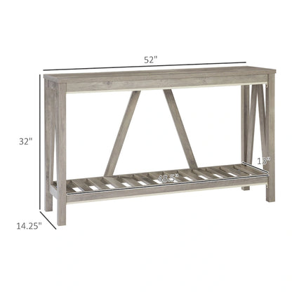 HOMCOM Farmhouse Console Table with Storage Shelf