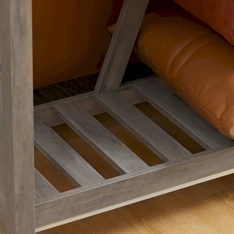 HOMCOM Farmhouse Console Table with Storage Shelf