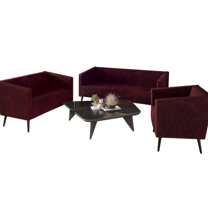 CraftPorch Corduroy Modern and Glamorous Velvet Upholstered 3-Piece Living Room Set
