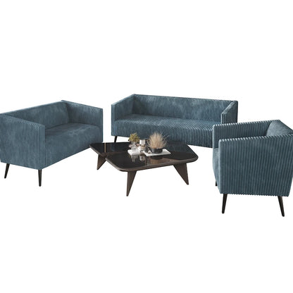 CraftPorch Corduroy Modern and Glamorous Velvet Upholstered 3-Piece Living Room Set
