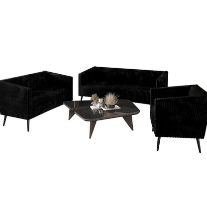 CraftPorch Corduroy Modern and Glamorous Velvet Upholstered 3-Piece Living Room Set