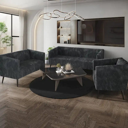 CraftPorch Corduroy Modern and Glamorous Velvet Upholstered 3-Piece Living Room Set