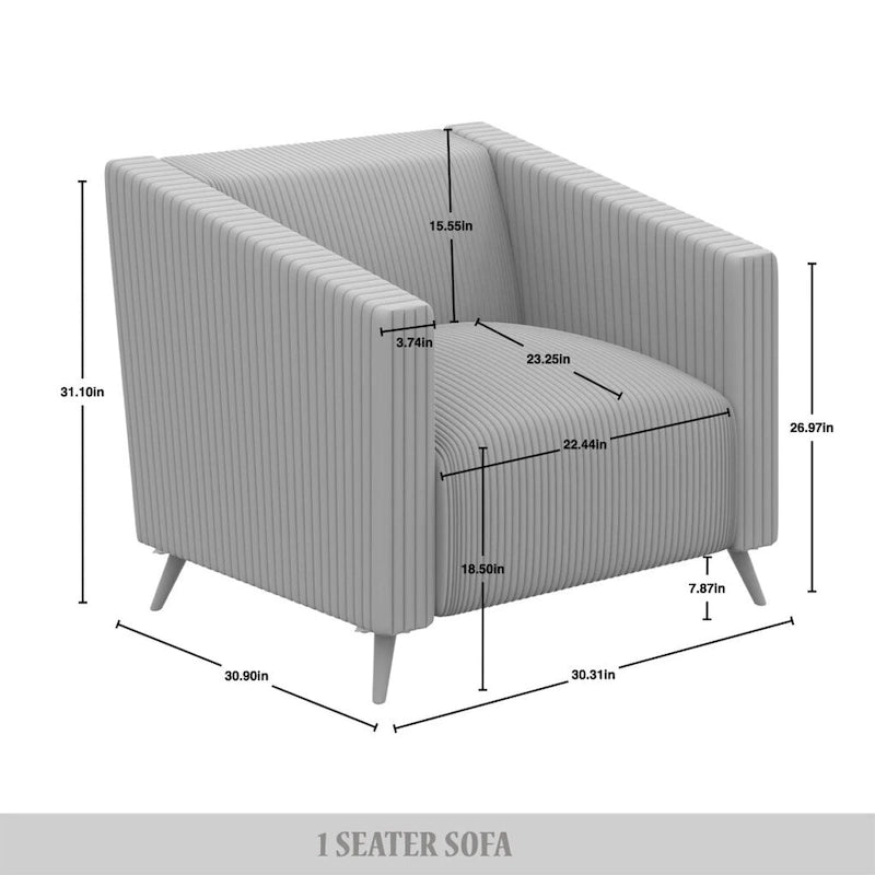 CraftPorch Corduroy Modern and Glamorous Velvet Upholstered 3-Piece Living Room Set