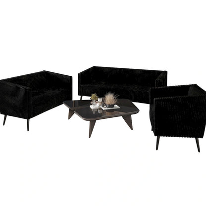 CraftPorch Corduroy Modern and Glamorous Velvet Upholstered 3-Piece Living Room Set