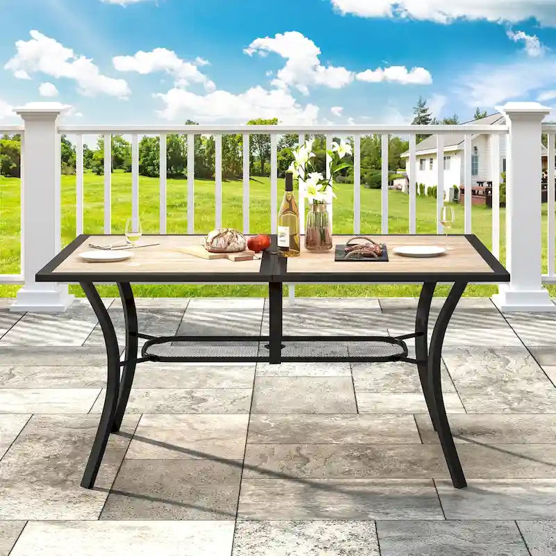 Metal Outdoor Dining Table with Umbrella Hole