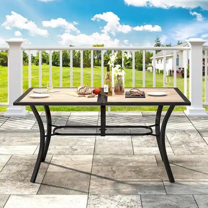 Metal Outdoor Dining Table with Umbrella Hole