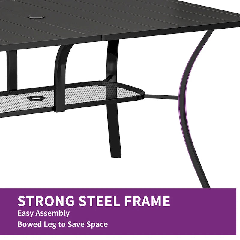 Metal Outdoor Dining Table with Umbrella Hole