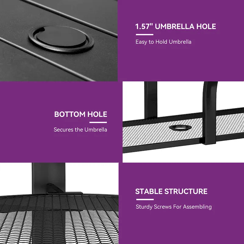 Metal Outdoor Dining Table with Umbrella Hole