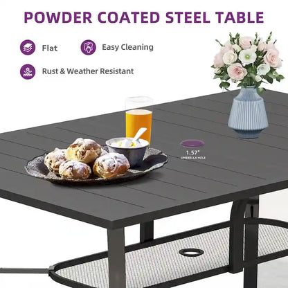 Metal Outdoor Dining Table with Umbrella Hole
