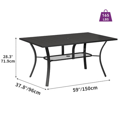 Metal Outdoor Dining Table with Umbrella Hole