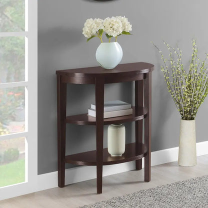 Convenience Concepts Newport Half-Circle Console Table with Shelves