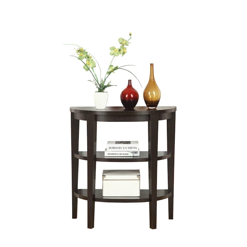 Convenience Concepts Newport Half-Circle Console Table with Shelves