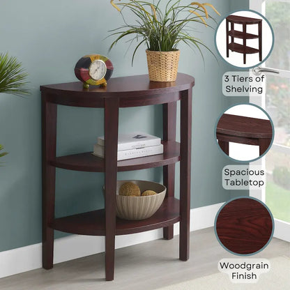 Convenience Concepts Newport Half-Circle Console Table with Shelves