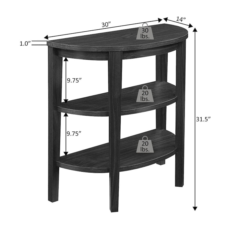 Convenience Concepts Newport Half-Circle Console Table with Shelves