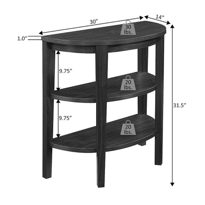 Convenience Concepts Newport Half-Circle Console Table with Shelves