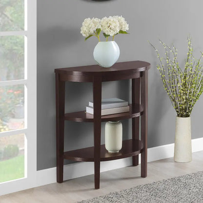 Convenience Concepts Newport Half-Circle Console Table with Shelves