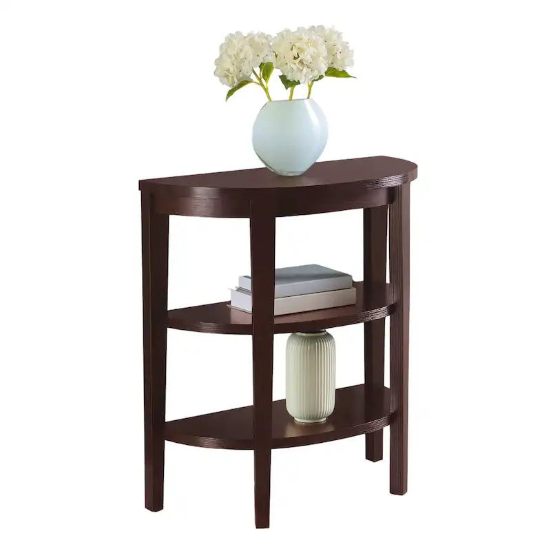 Convenience Concepts Newport Half-Circle Console Table with Shelves