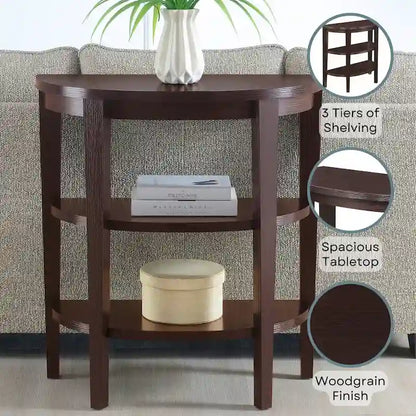 Convenience Concepts Newport Half-Circle Console Table with Shelves