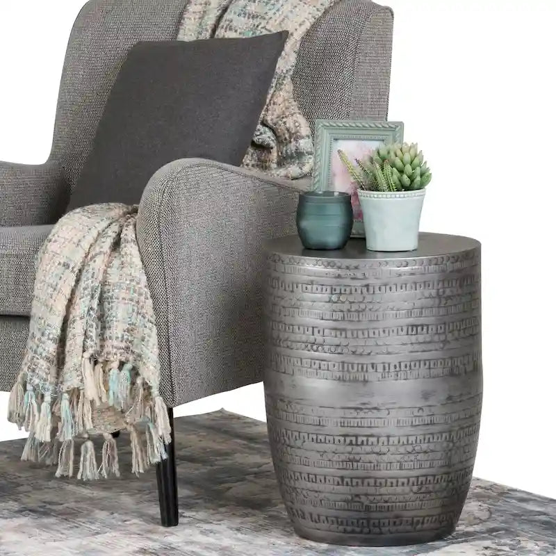 WYNDENHALL Jean 15  Wide Tribal Pattern Metal Accent Table & Assembled - 15 w x 15  d x 20  h