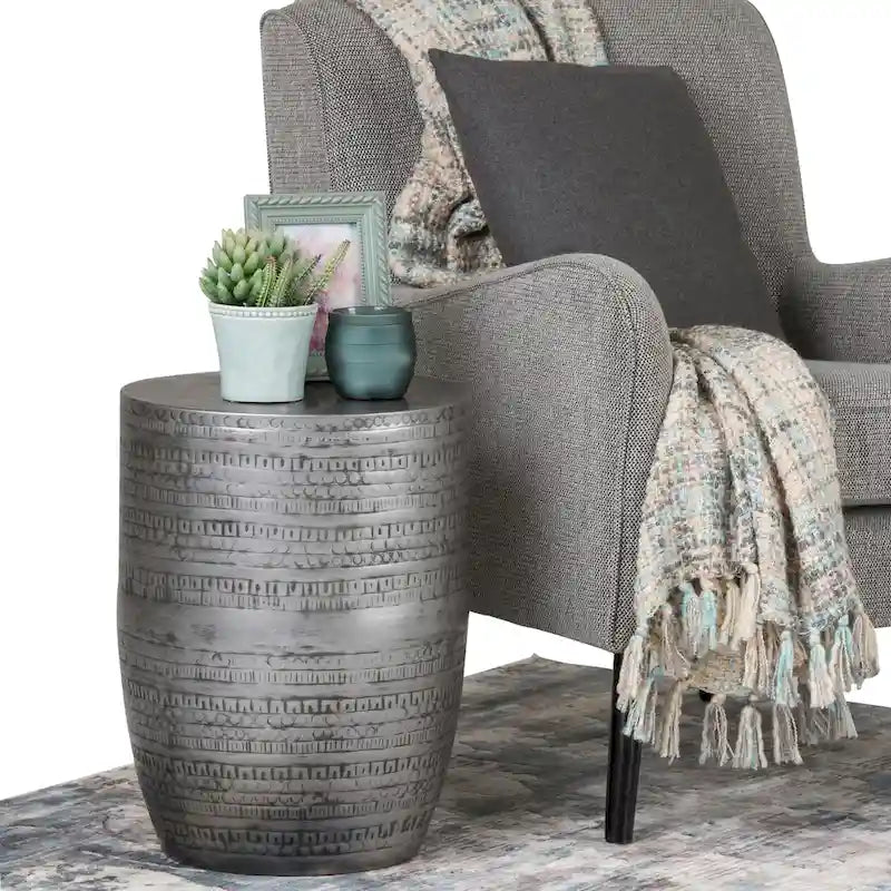 WYNDENHALL Jean 15  Wide Tribal Pattern Metal Accent Table & Assembled - 15 w x 15  d x 20  h