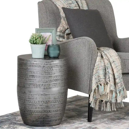 WYNDENHALL Jean 15  Wide Tribal Pattern Metal Accent Table & Assembled - 15 w x 15  d x 20  h