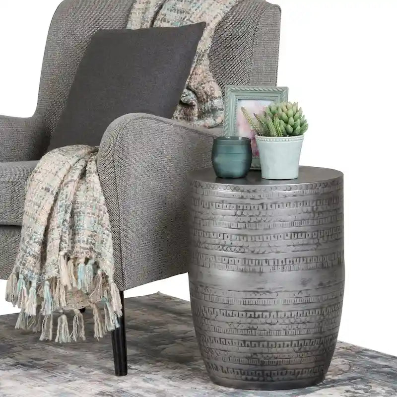 WYNDENHALL Jean 15  Wide Tribal Pattern Metal Accent Table & Assembled - 15 w x 15  d x 20  h