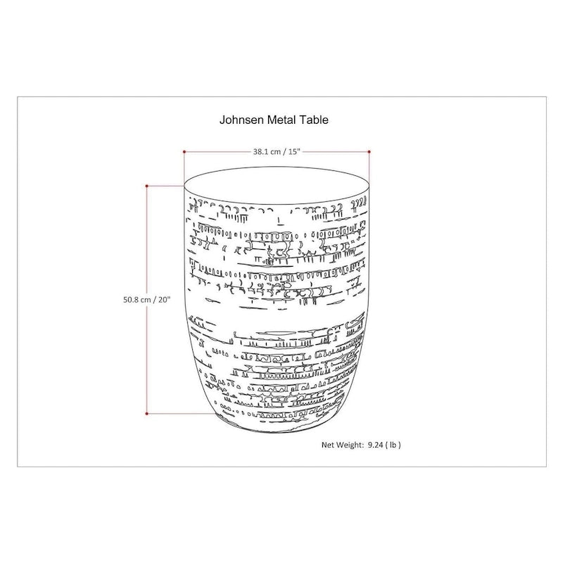 WYNDENHALL Jean 15  Wide Tribal Pattern Metal Accent Table & Assembled - 15 w x 15  d x 20  h