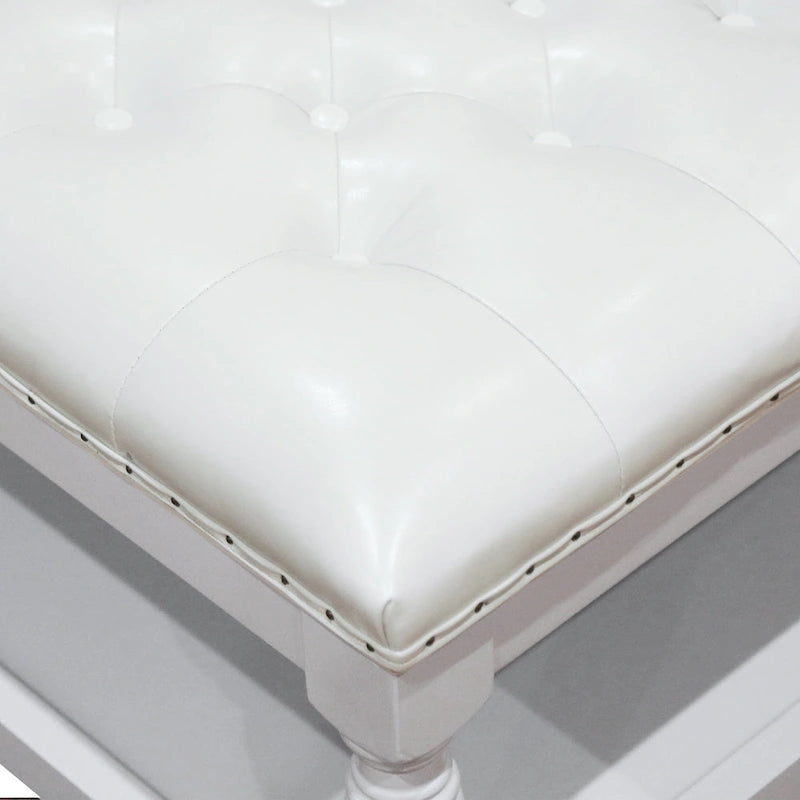 Cairona Tufted Bi-cast leather 34-Inch Shelved Ottoman Table