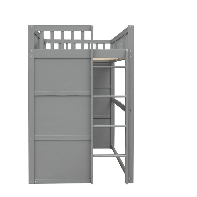 House Loft Bed Twin Kids Playhouse Bed, Solid Wood Loft Bed Frame with Window and Ladder