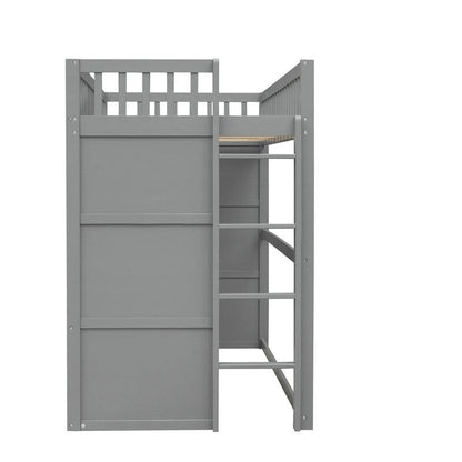 House Loft Bed Twin Kids Playhouse Bed, Solid Wood Loft Bed Frame with Window and Ladder