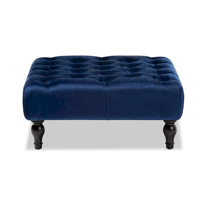 Transitional Velvet Fabric Cocktail Ottoman