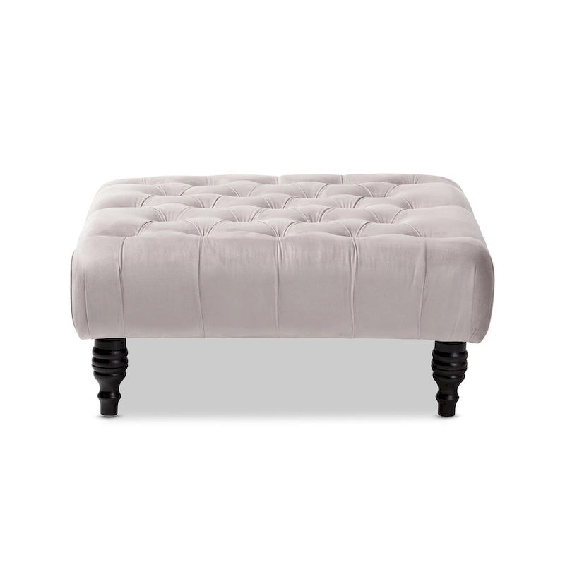 Transitional Velvet Fabric Cocktail Ottoman