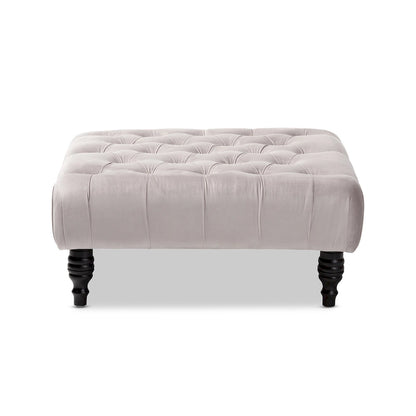 Transitional Velvet Fabric Cocktail Ottoman