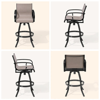Sgabello da bar girevole da esterno in alluminio (set di 2) con rivestimento in tessuto Sunbrella Textilene per patio e terrazza - vedi immagine