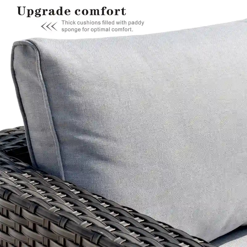 OVIOS Deep Seat Wicker 5-piece Sectional Set
