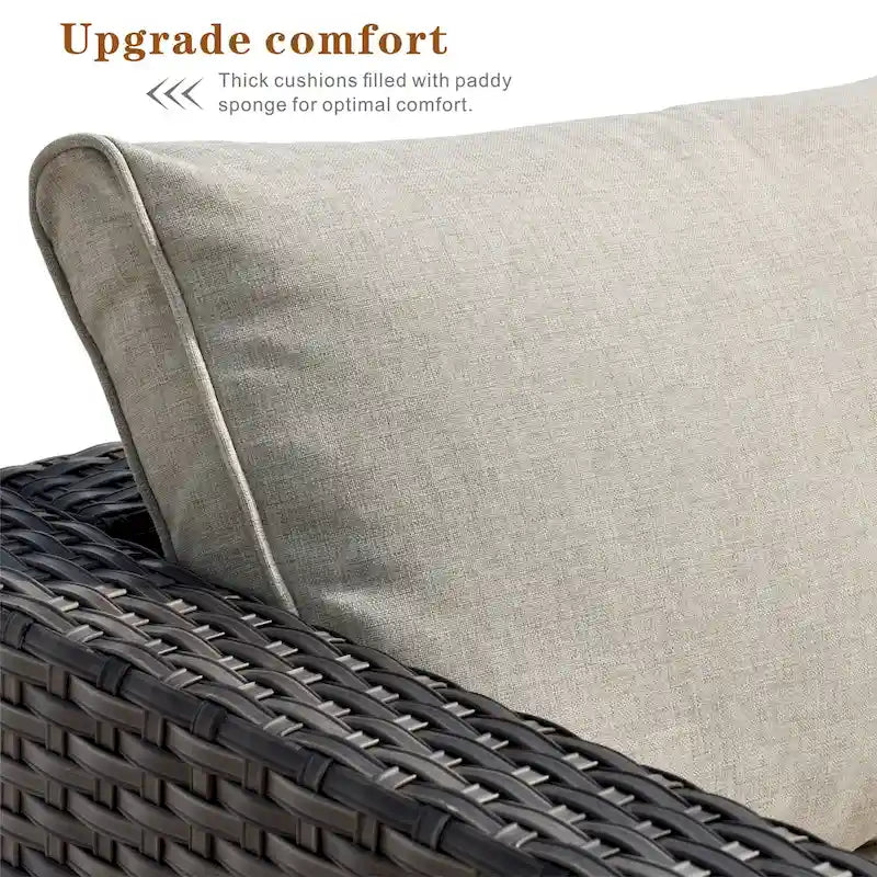 OVIOS Deep Seat Wicker 5-piece Sectional Set