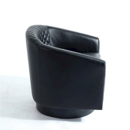 Modern Armchair Faux Leather Nailhead Trim Swivel Accent Chair