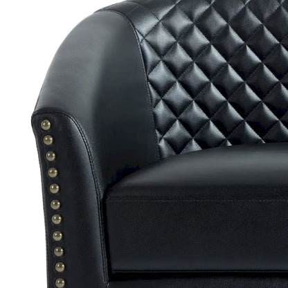 Modern Armchair Faux Leather Nailhead Trim Swivel Accent Chair