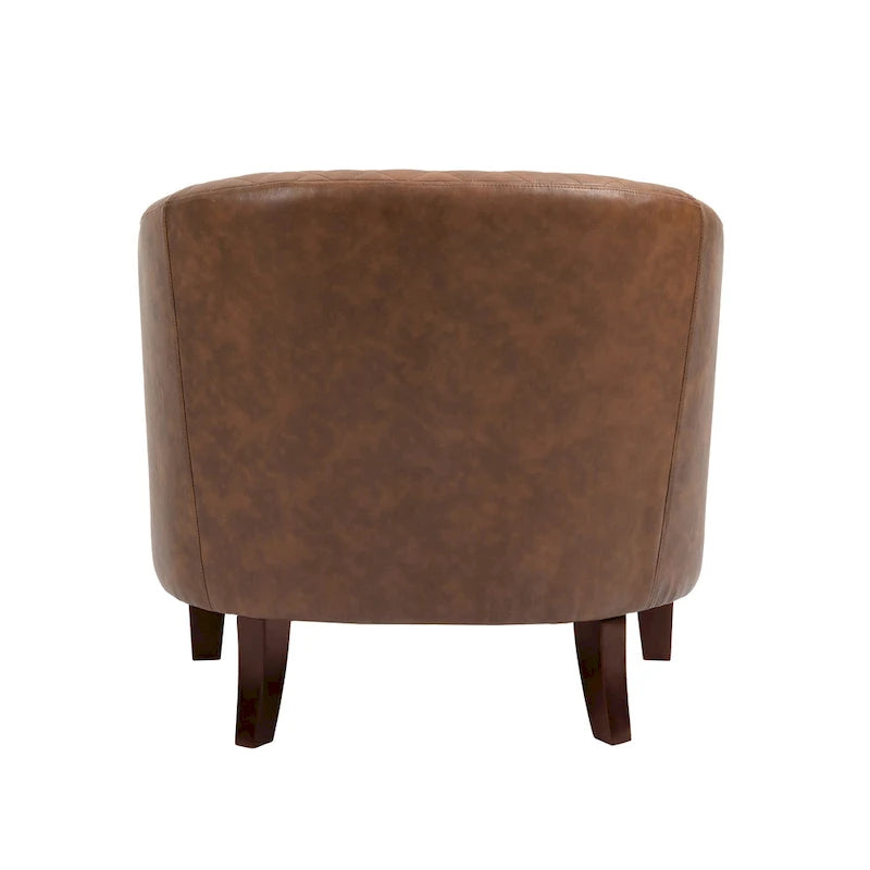 Modern Armchair Faux Leather Nailhead Trim Swivel Accent Chair