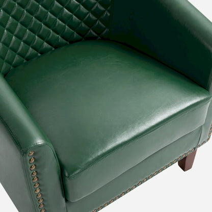 Modern Armchair Faux Leather Nailhead Trim Swivel Accent Chair