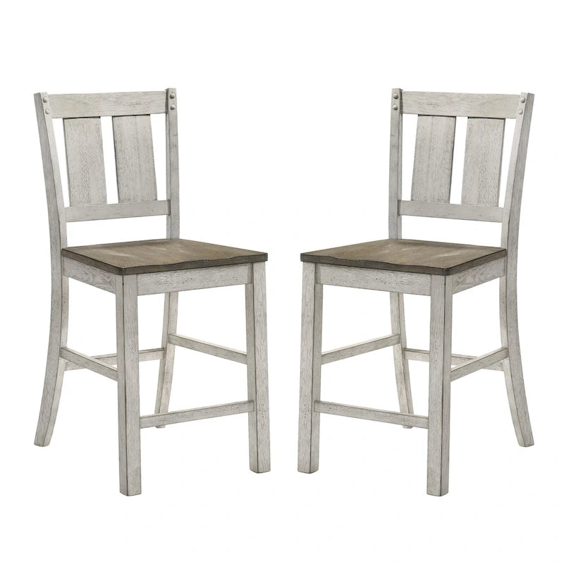 Furniture of America Theile Rustic Wood Counter Height Chairs, Set of 2