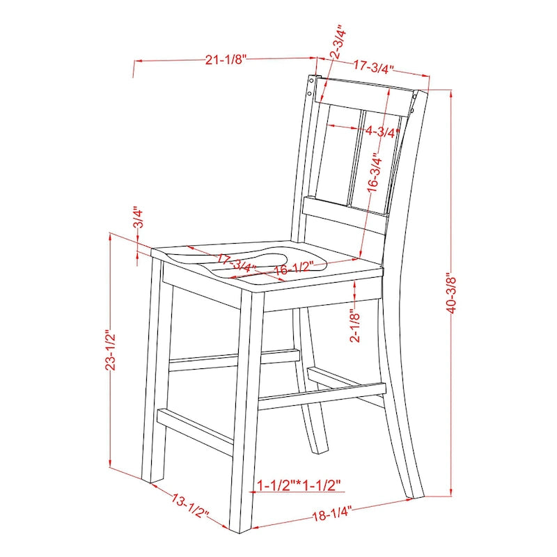 Furniture of America Theile Rustic Wood Counter Height Chairs, Set of 2