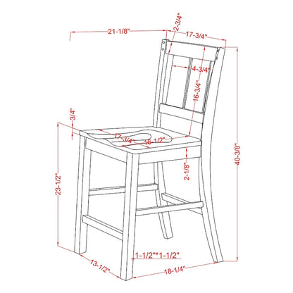 Furniture of America Theile Rustic Wood Counter Height Chairs, Set of 2