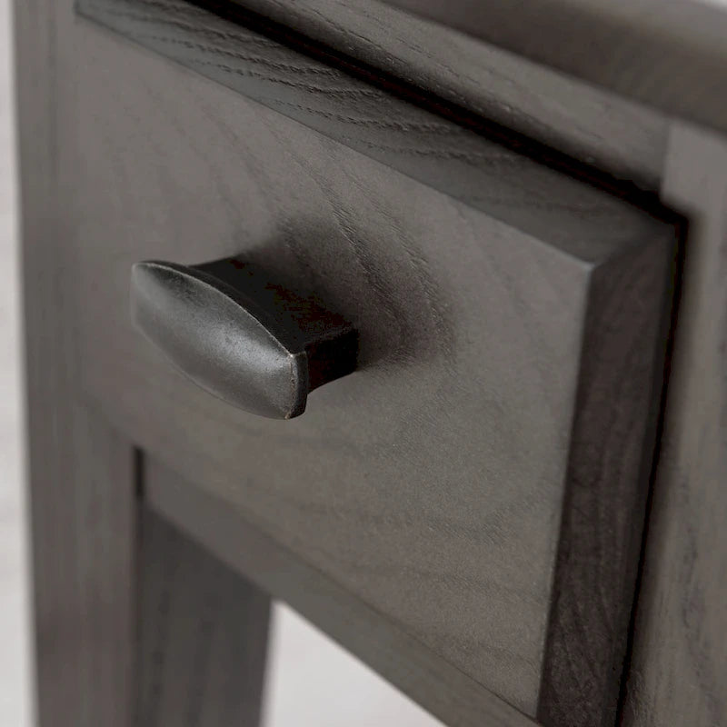 Teegan Solid Wood Narrow Side End Table with Shelf and Drawer