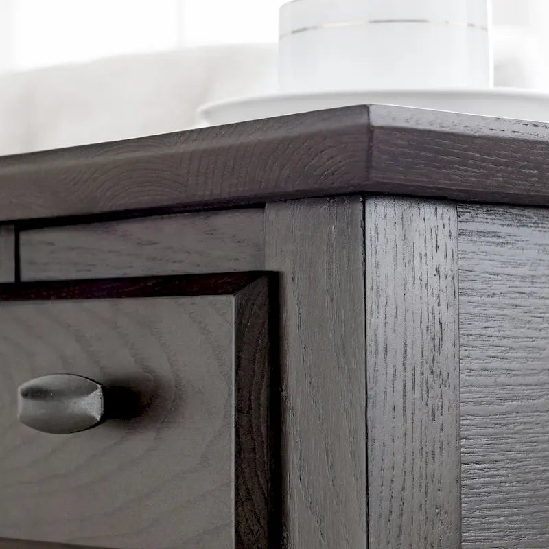 Teegan Solid Wood Narrow Side End Table with Shelf and Drawer