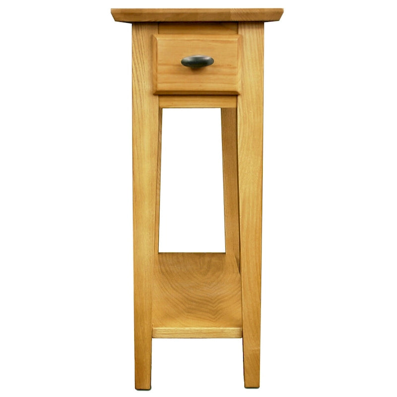 Teegan Solid Wood Narrow Side End Table with Shelf and Drawer
