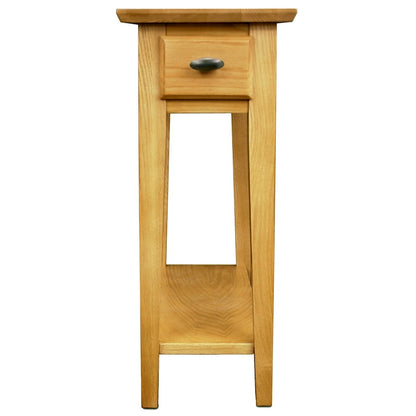 Teegan Solid Wood Narrow Side End Table with Shelf and Drawer