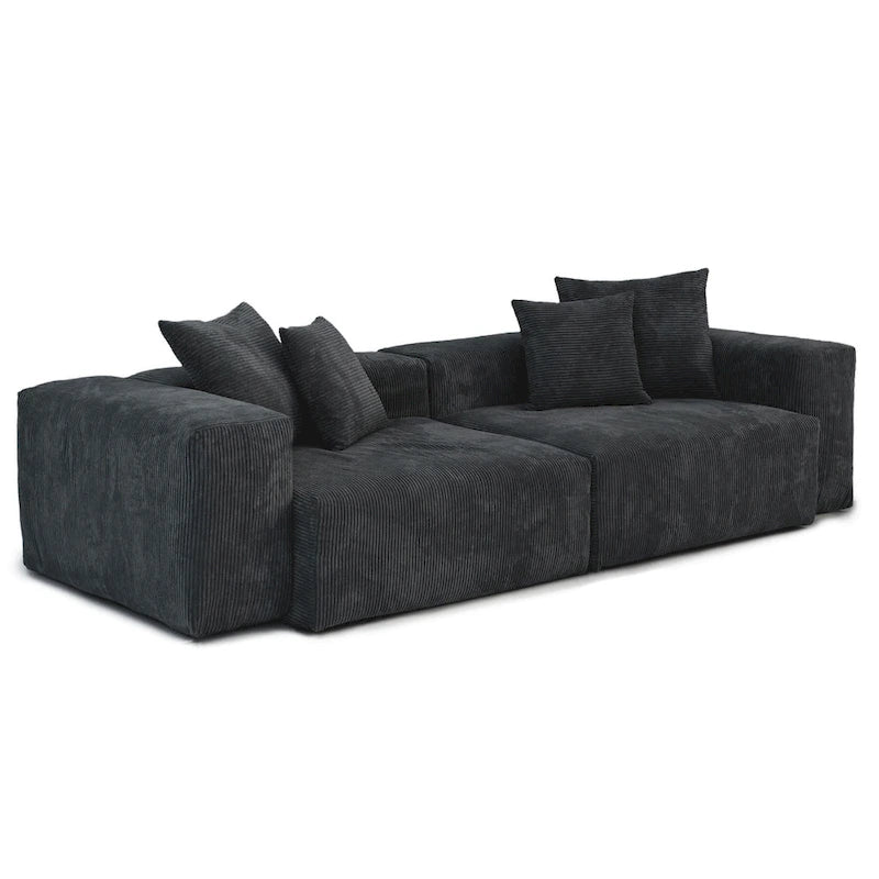 102  L-shape Corduroy Upholstered Sectional Couch Oversize Modern Minimalist Sofa